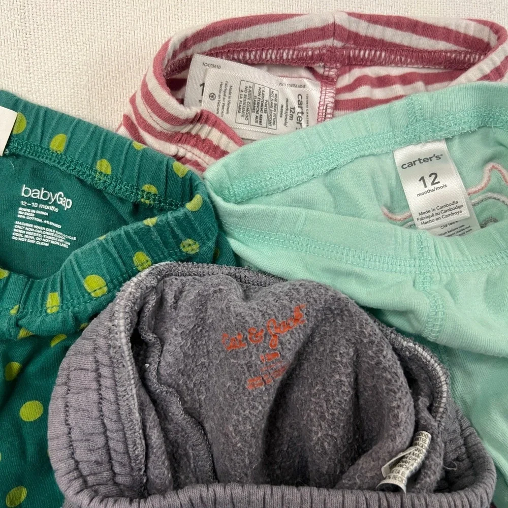 Baby Girl Leggings Joggers Bundle 12M 12-18M Carters Gap Cat & Jack 7pc Set